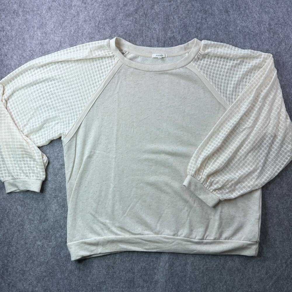 Pleione Cream Sweater with Textured Sleeves